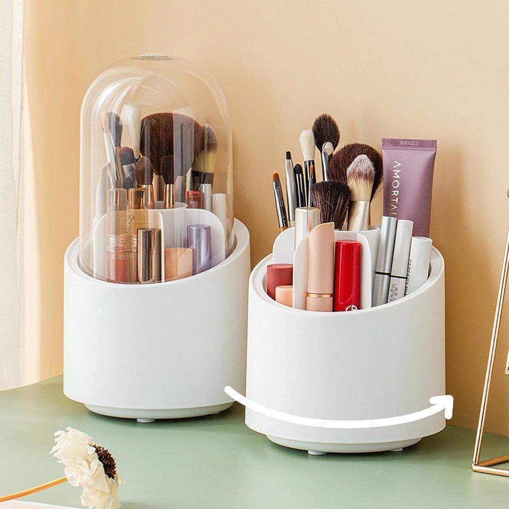 360° Rotating Makeup Brush Storage Box | Desktop Cosmetic Organizer for Brushes, Lipsticks, Eyebrow Pencils & Beauty Tools preview 2
