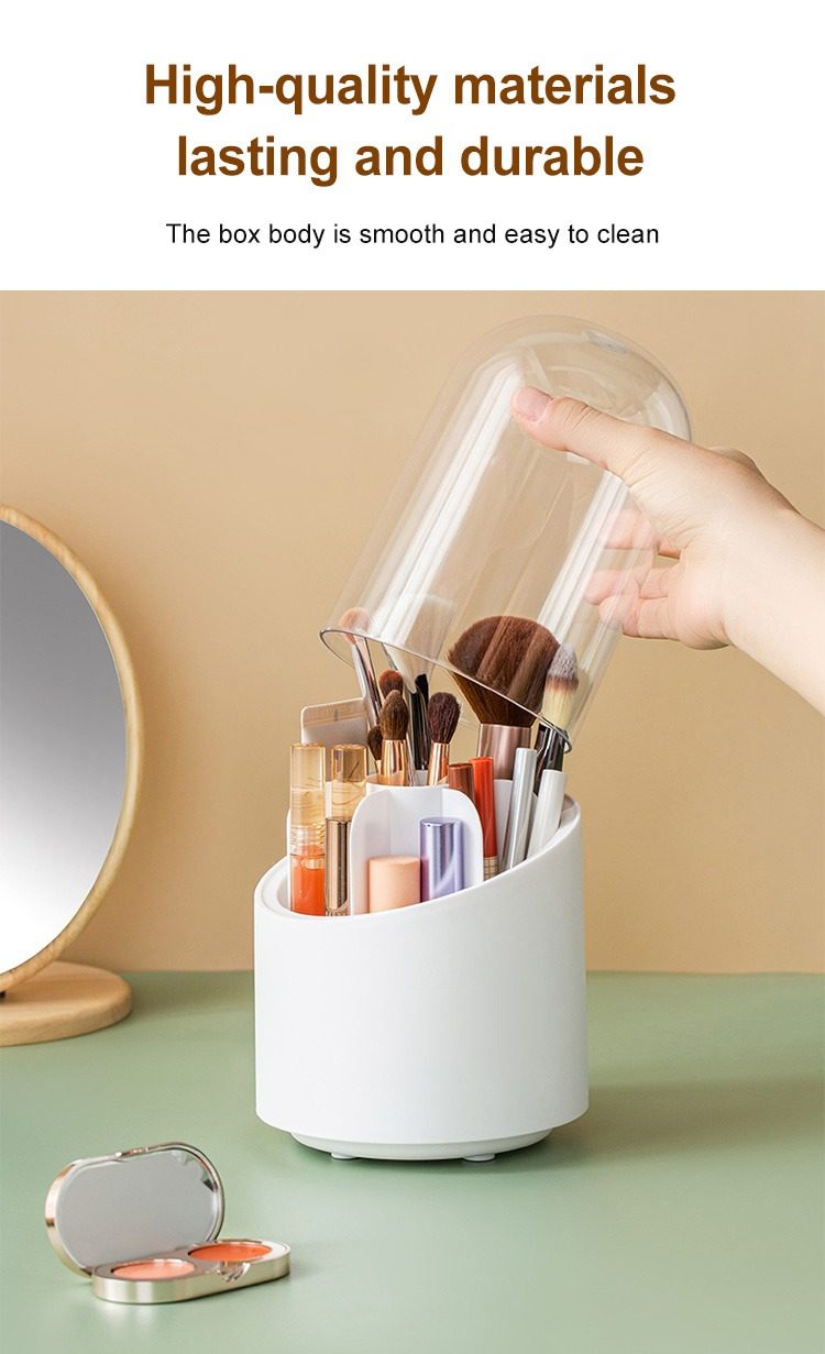 360° Rotating Makeup Brush Storage Box | Desktop Cosmetic Organizer for Brushes, Lipsticks, Eyebrow Pencils & Beauty Tools preview 5