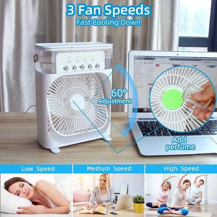 9-Inch Desktop Water Mist Fan – Portable Humidifier Air Cooler with 5-Hole Spray, 3 Speed Modes, and LED Night Light (Not Rechargeable) preview 3
