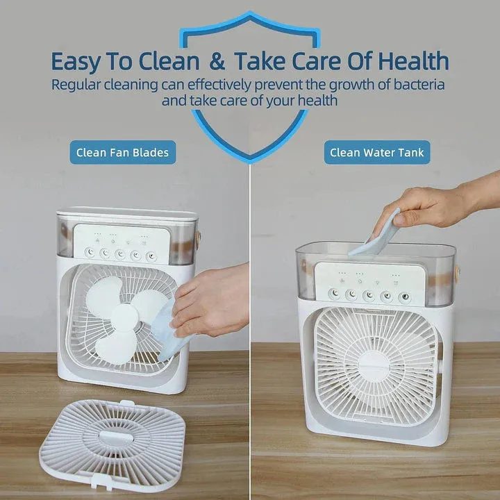 9-Inch Desktop Water Mist Fan – Portable Humidifier Air Cooler with 5-Hole Spray, 3 Speed Modes, and LED Night Light (Not Rechargeable) preview 4