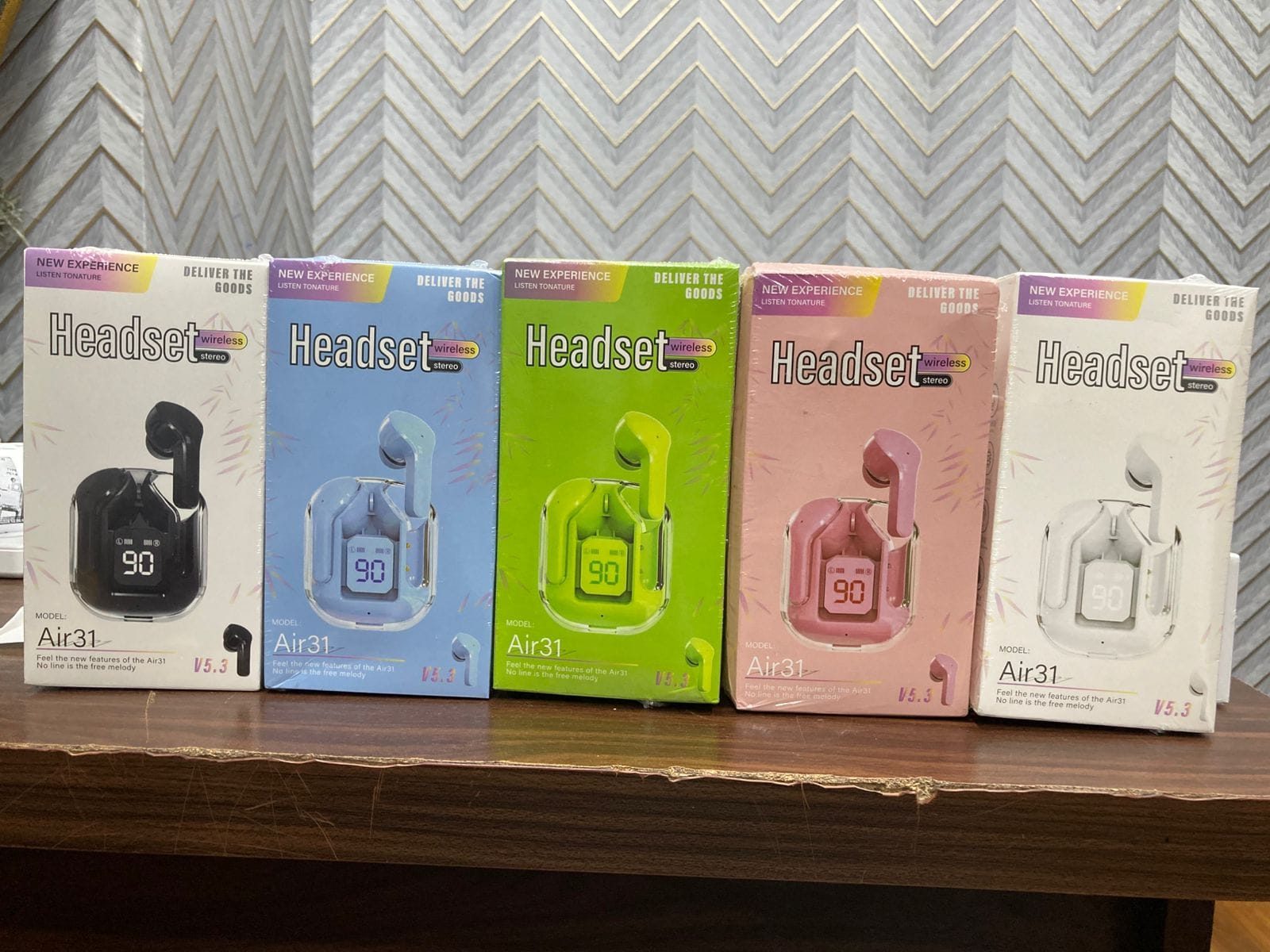 Air31 TWS Wireless Earbuds – Crystal Clear Transparent Shell Earphones with LED Digital Power Display and Bluetooth V5.3 - Random Color preview 2