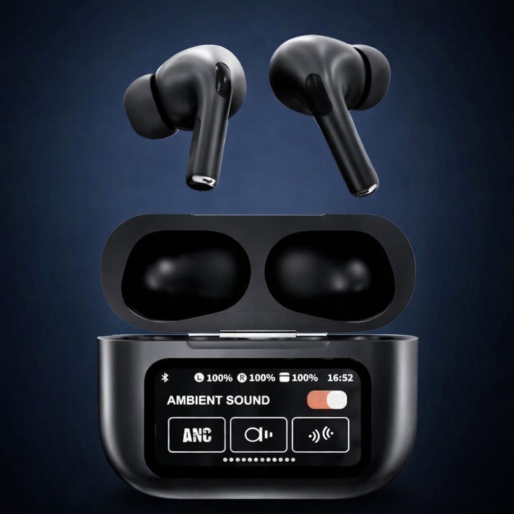 AirPods X Digital Touch Screen Wireless Earbuds – Black Edition | Smart Display Charging Case | Bluetooth Earphones | Touch Control preview 3