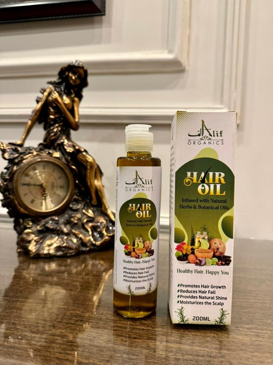 Alif Organics Natural Hair Oil | Infused with Herb & Botanical Oils | Promotes Growth & Reduces Hair Fall | 200ML preview 4