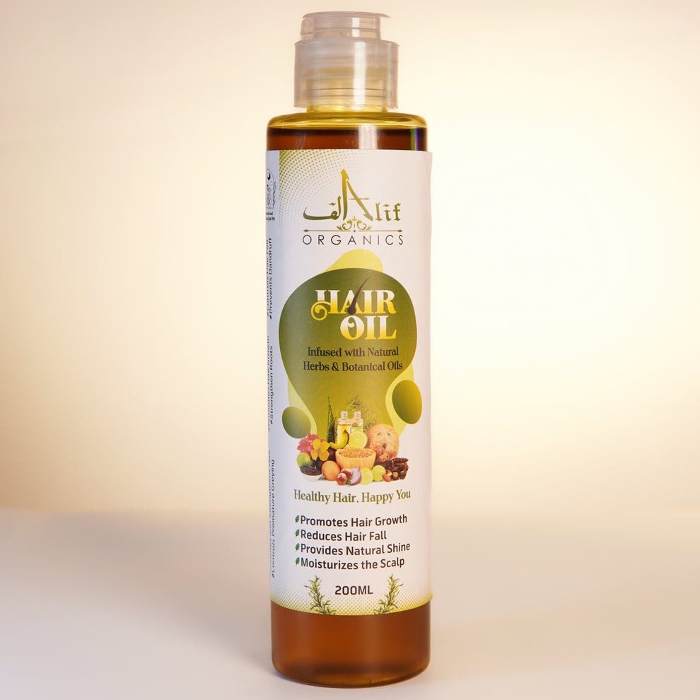 Alif Organics Natural Hair Oil | Infused with Herb & Botanical Oils | Promotes Growth & Reduces Hair Fall | 200ML preview 6