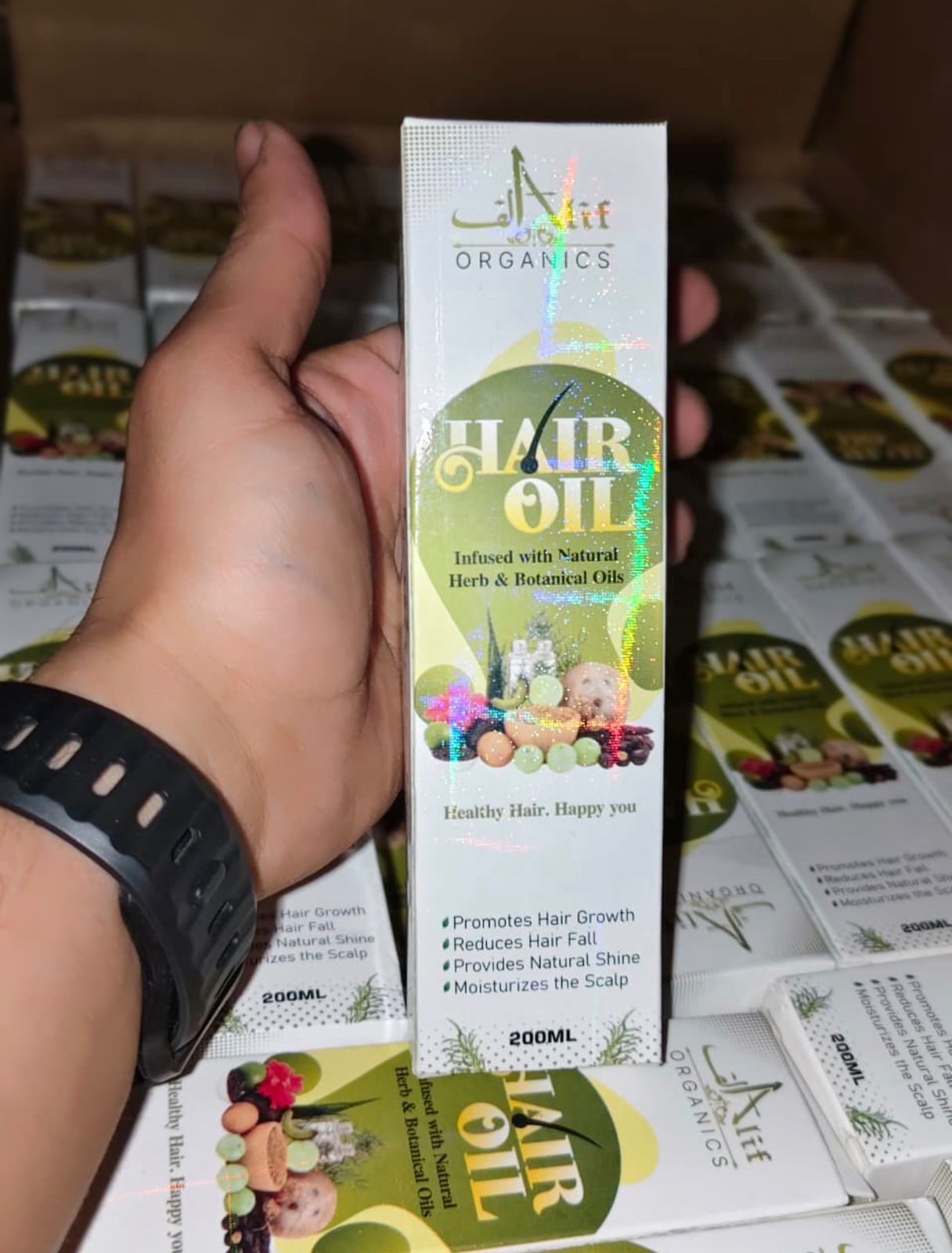Alif Organics Natural Hair Oil | Infused with Herb & Botanical Oils | Promotes Growth & Reduces Hair Fall | 200ML preview 2