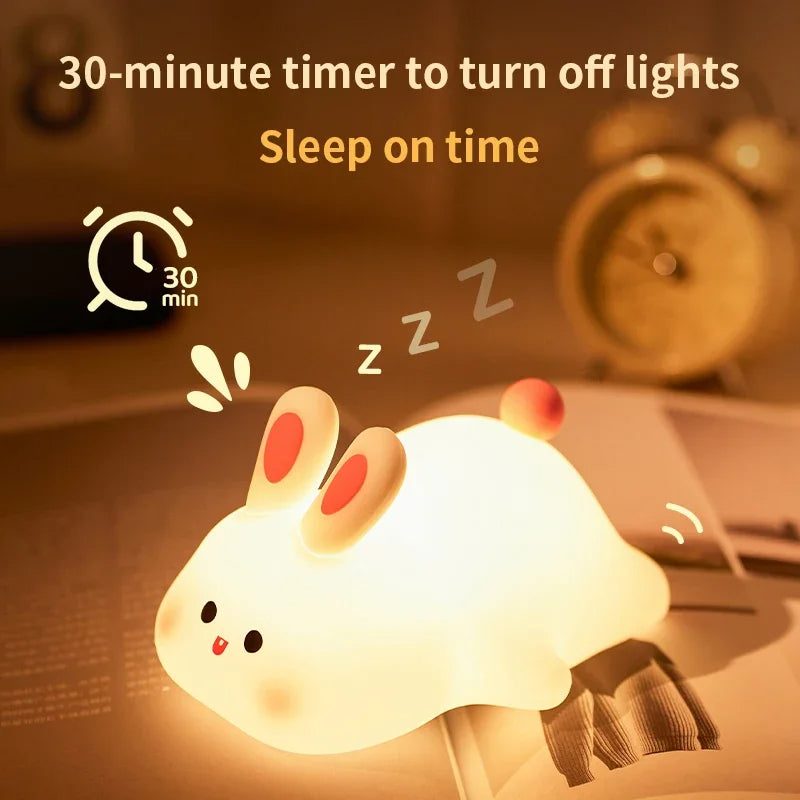 Cute Rabbit Silicone Lamp Soft Touch Night Light For Kids And Home Decor preview 2