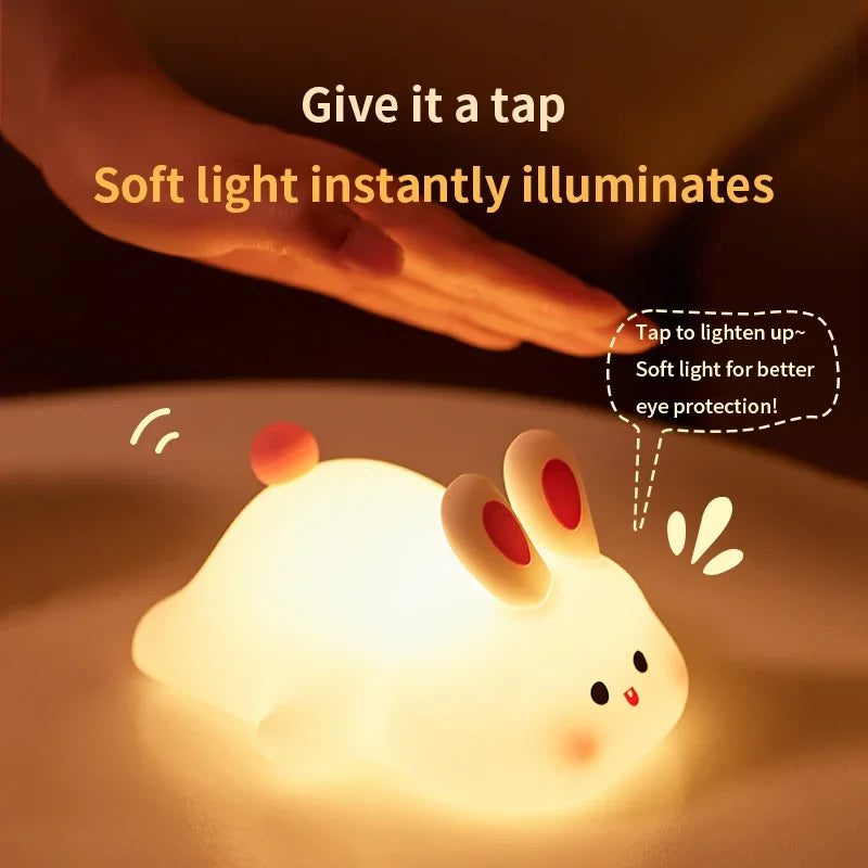 Cute Rabbit Silicone Lamp Soft Touch Night Light For Kids And Home Decor preview 5