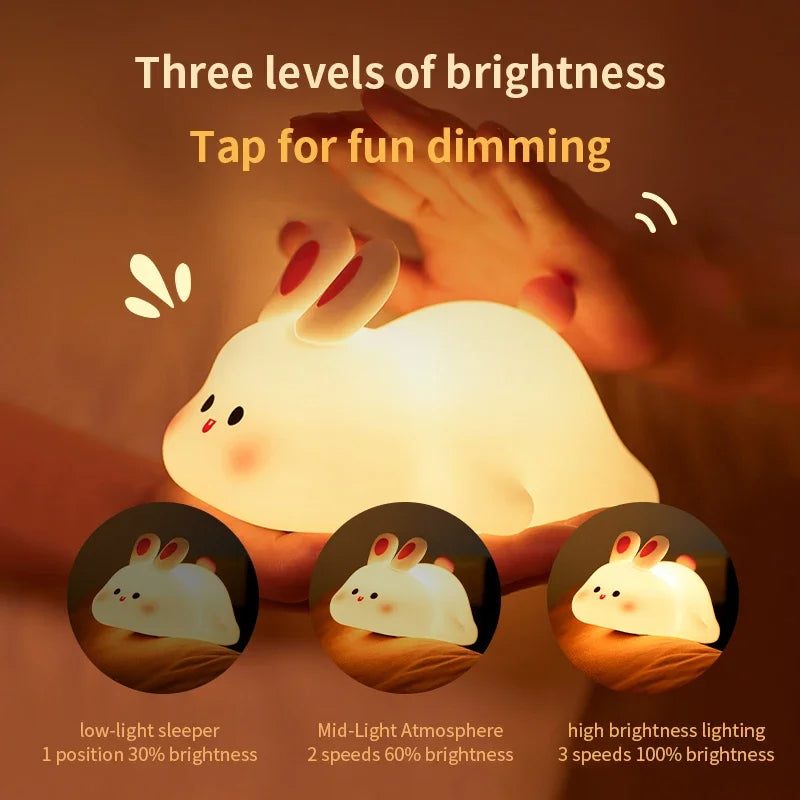 Cute Rabbit Silicone Lamp Soft Touch Night Light For Kids And Home Decor preview 4