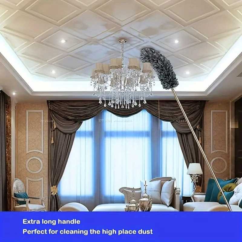 Multifunctional retractable duster with bendable head - reusable and washable for high ceilings, furniture and car cleaning preview 3