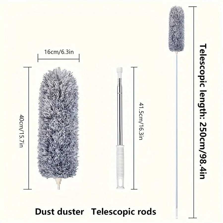 Multifunctional retractable duster with bendable head - reusable and washable for high ceilings, furniture and car cleaning preview 5