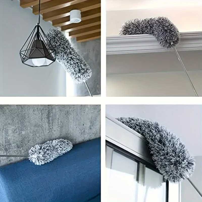 Multifunctional retractable duster with bendable head - reusable and washable for high ceilings, furniture and car cleaning preview 2